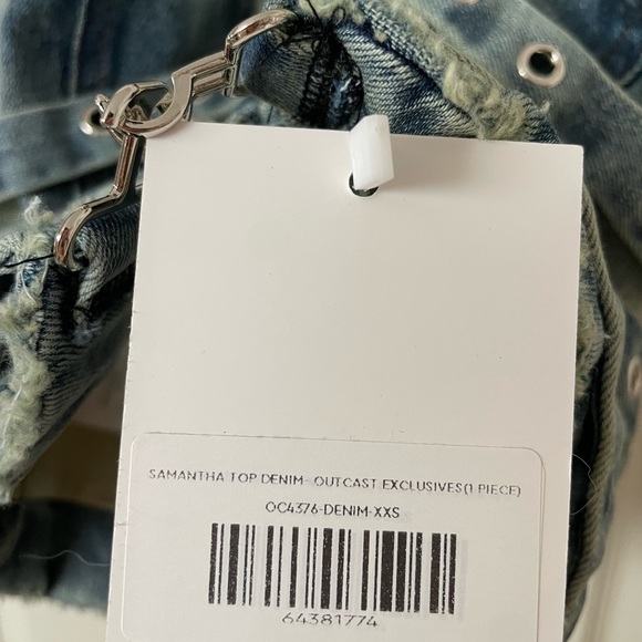 NEW Outcast Samantha denim lace up halter top - Picture 6 of 7